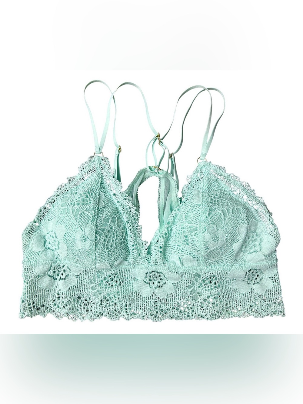 Aerie Women's Medium Mint Lace Padded Strappy Wireless Pullover Bralette